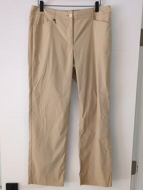 Chervo Luxury Golf Bej Lightweight Mid Waist Straight Leg Pants Sz L